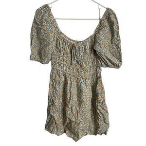 Faithfull the Brand Womens Sylvie Mini Dress XS Floral Milkmaid Empire Waist
